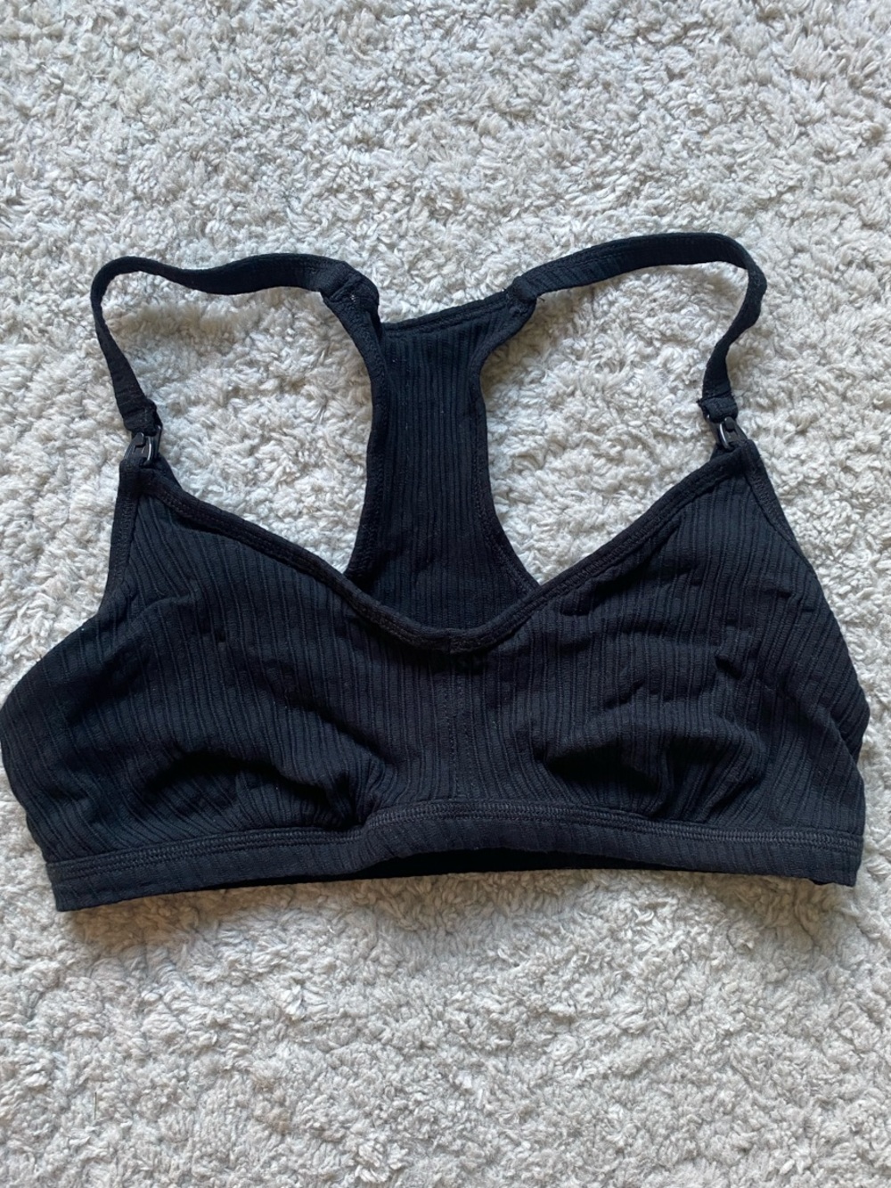 Auden Ribbed Racerback Clip Down Nursing Bralette in Black